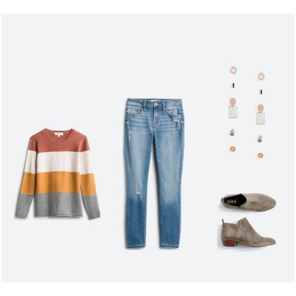 PINQUE Gina‎ Crew Neck Color block Sweater - Picture 1 of 6